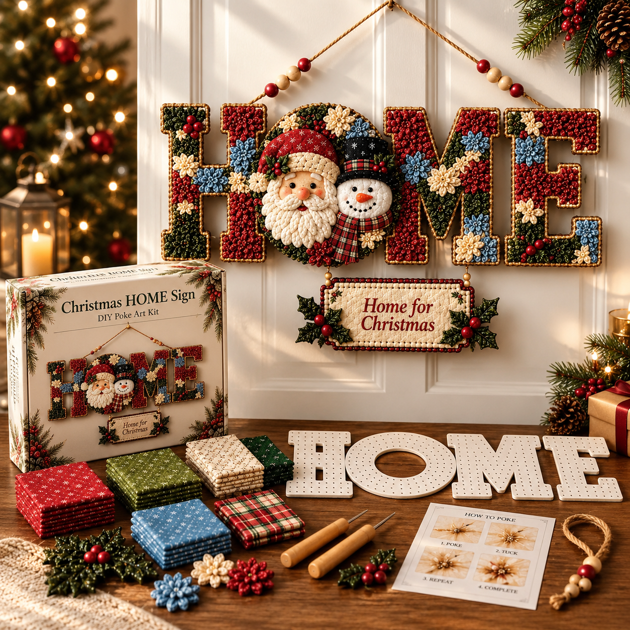 🔥49% Off Last Day - 🎄 ✨ DIY Fabric Poke Art HOME Sign Kit – No-Sew Seasonal Door & Wall Hanging Craft 🏡  (📦Buy 2 Free Shipping)