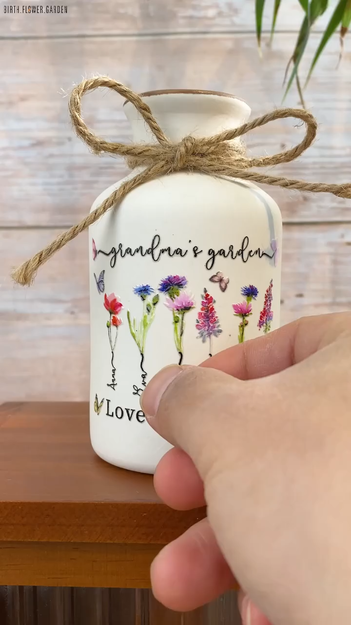 Custom Birth Flower Vase with Glass Flower Spring Decoration Mother's Day Gift