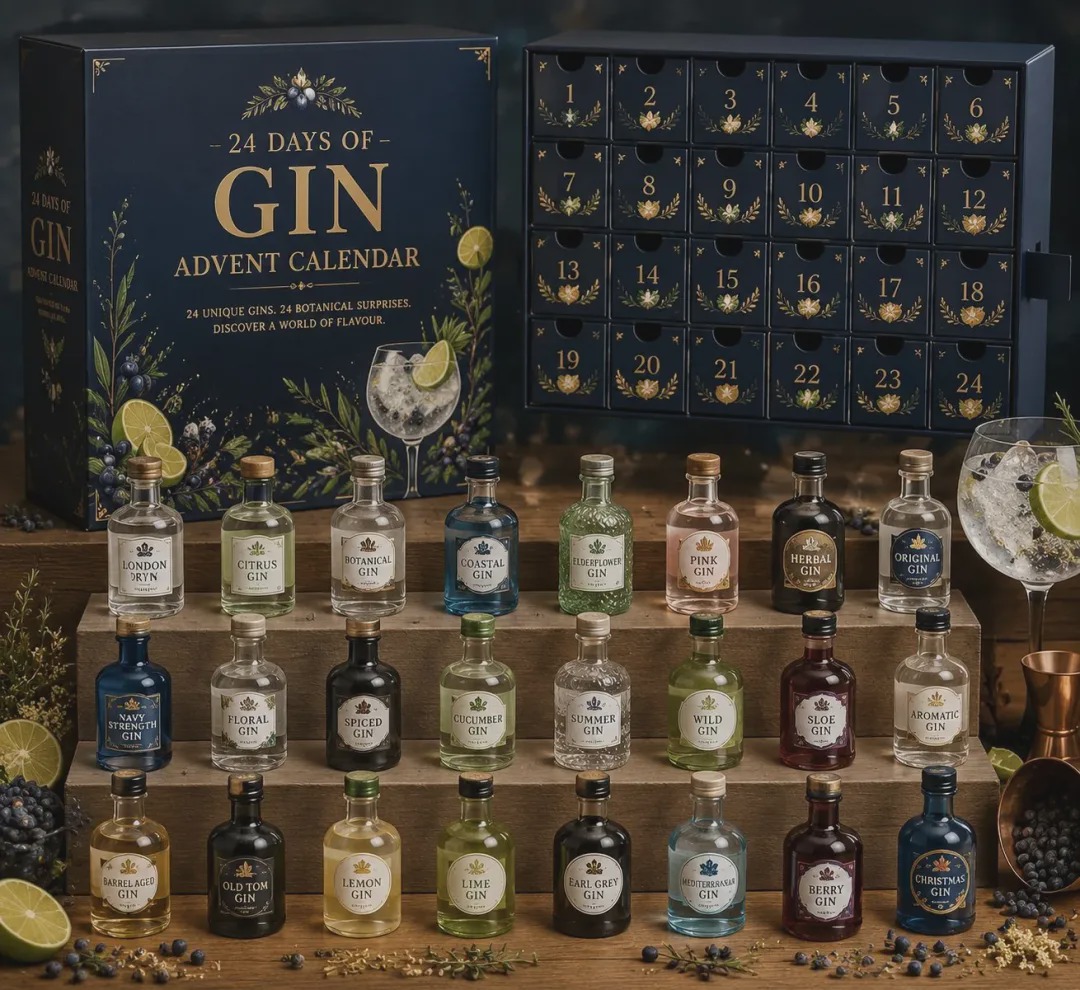 🍸 2026 Days of Gin Blind Box – 24-Day Festive Countdown, Gin Collectible Miniatures 🎄 Christmas