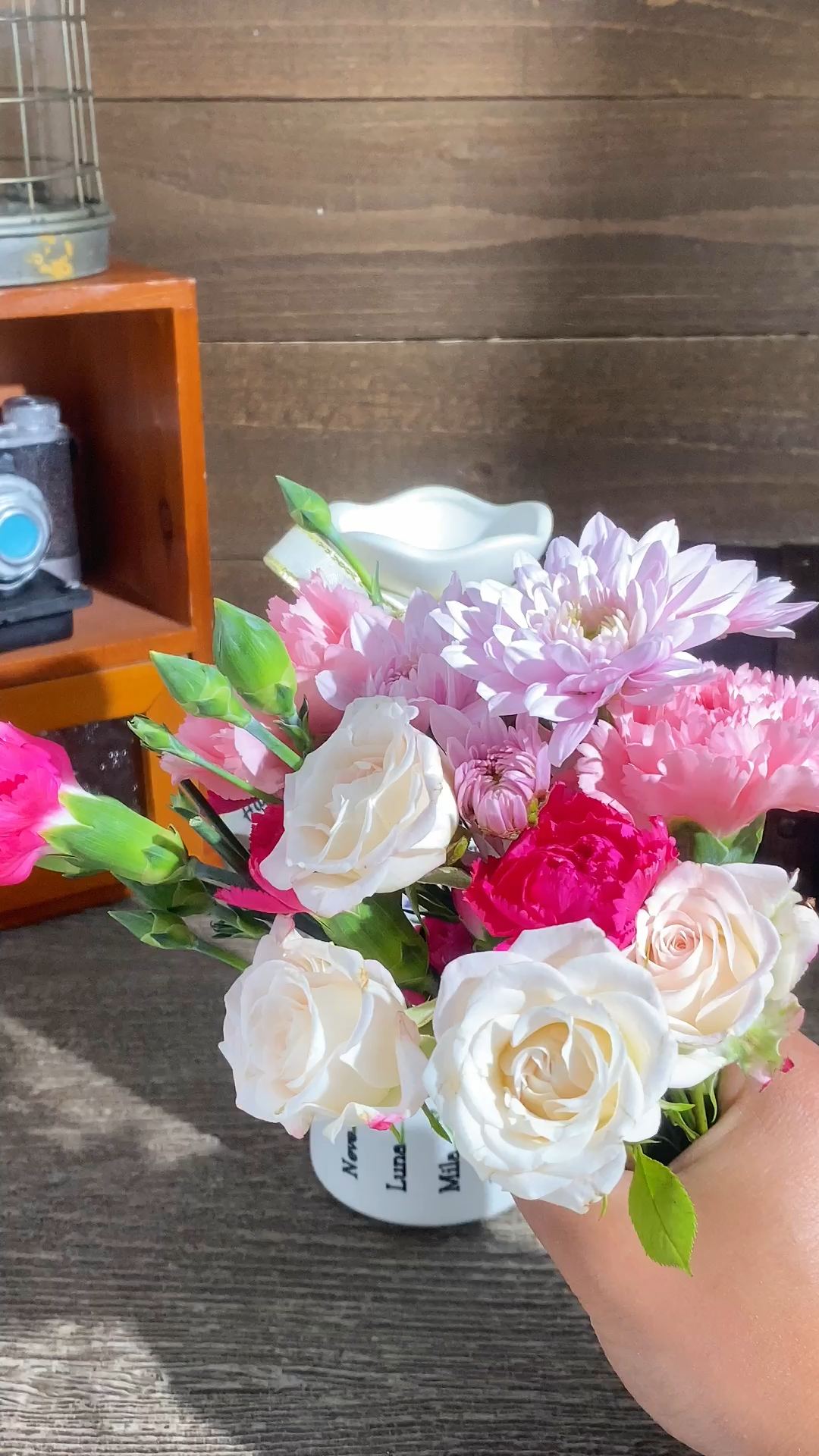 Custom Birth Flower Vase with Glass Flower Mother's Day Gift Keepsake Gift For Mom/Grandma