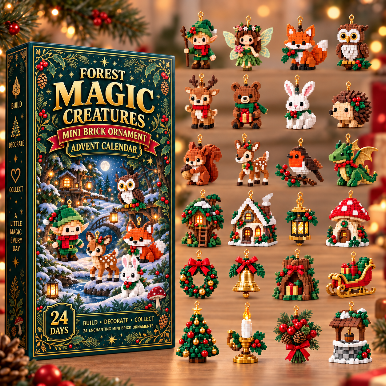 🎄 24‑Day Forest Magic Creatures Ornament Advent Calendar 