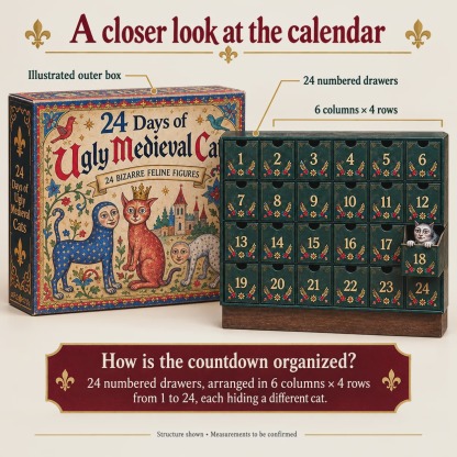 🐈🏰 24 Days of Ugly Medieval Cats – Hilariously Weird Cat Advent Calendar 2026
