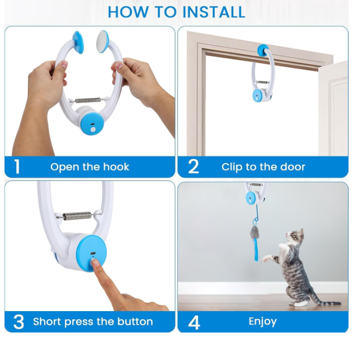 Smart USB Rechargeable Door Hanging Automatic Retractable Cat Enrichment Interactive Toys