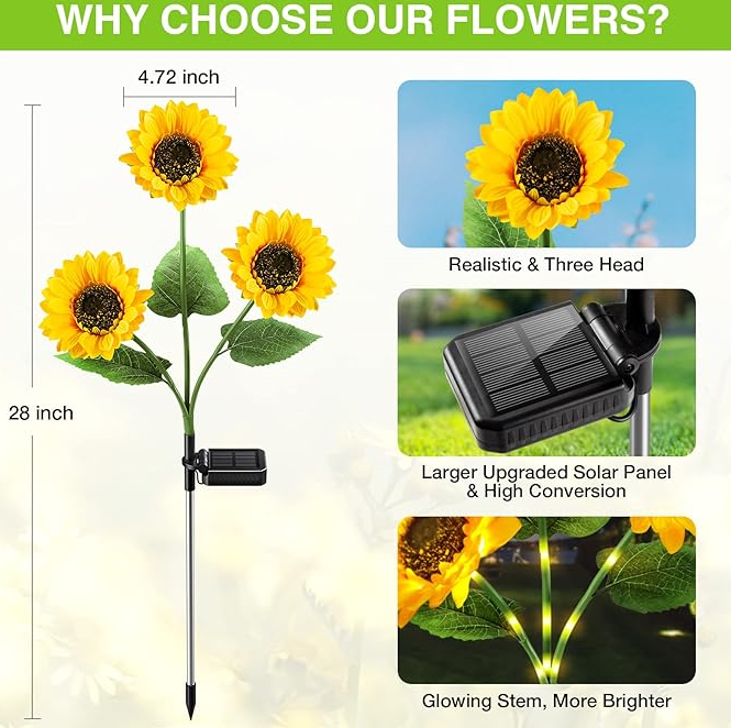 Solar LED Sunflower Garden Lights