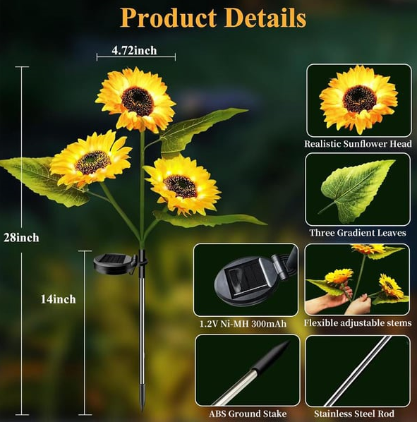 Solar LED Sunflower Garden Lights
