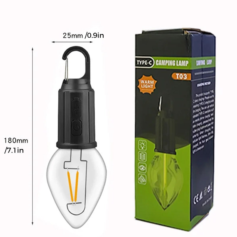 💡 New Outdoor Camping Hanging Type-C Charging Retro Bulb Light