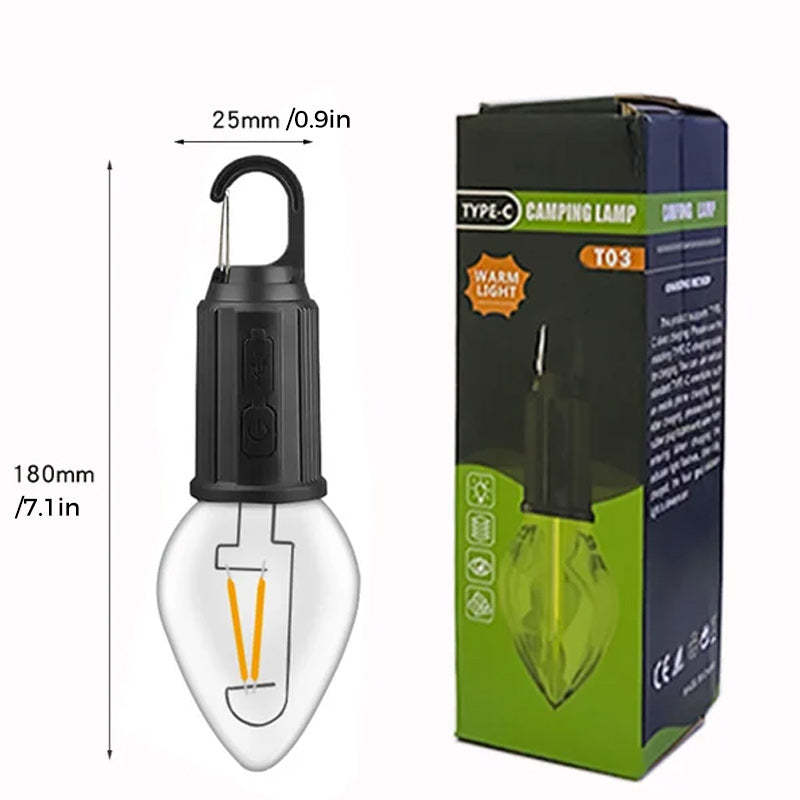 💡 New Outdoor Camping Hanging Type-C Charging Retro Bulb Light