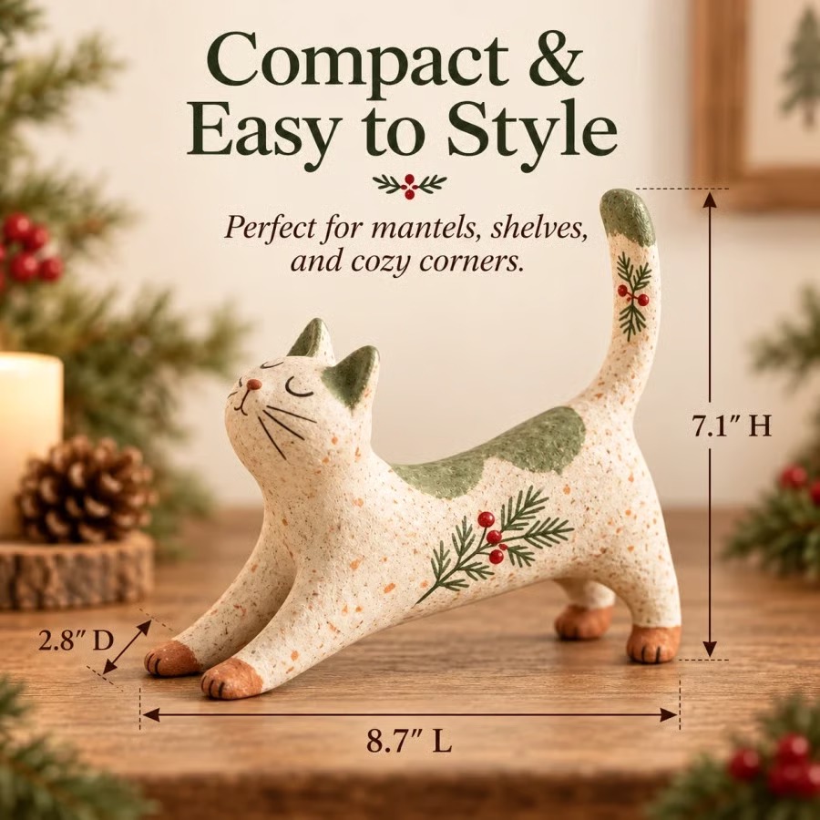 😽🐈 Woodland Christmas Cat Figurine