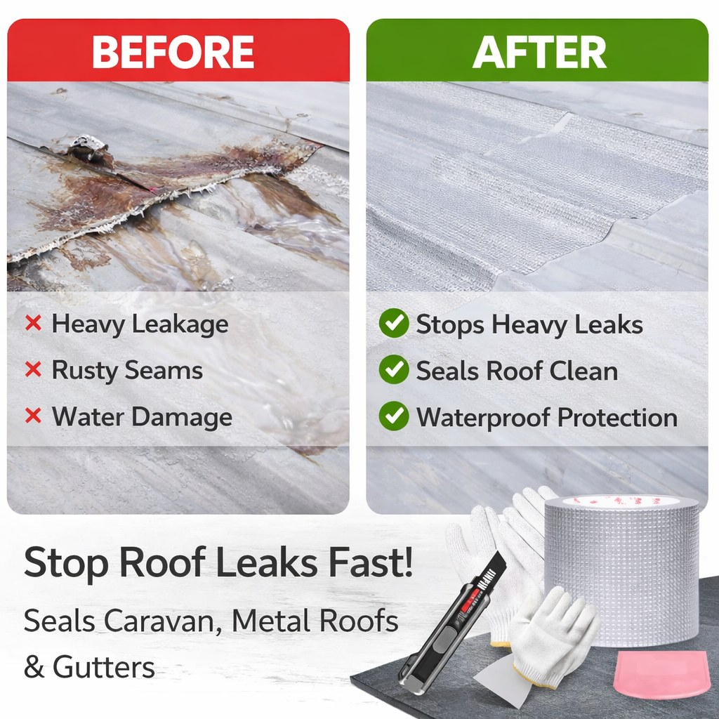 Self-adhesive waterproof membrane for roof leak repair set