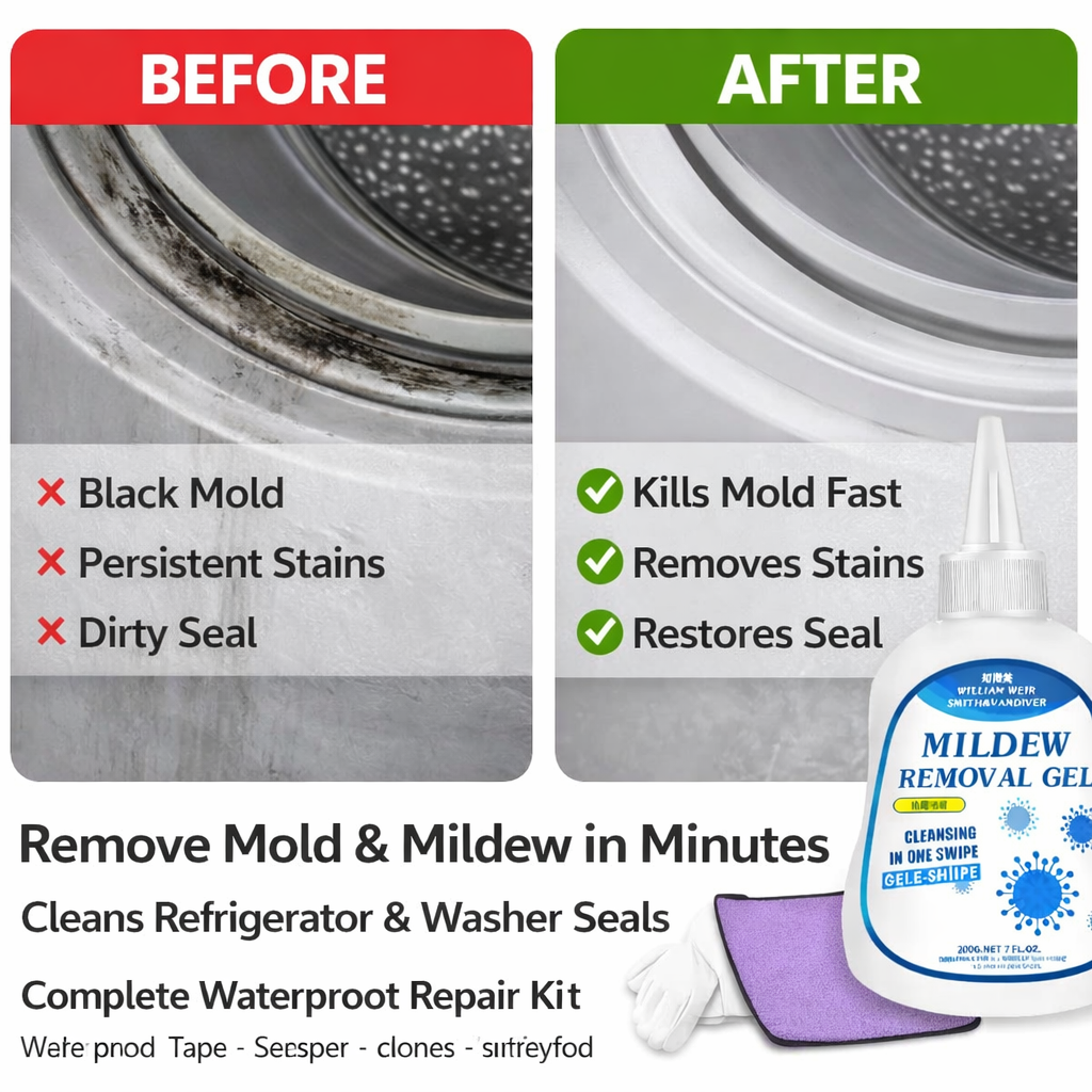 Solution3， 4：Washing Machine and Refrigerator Gasket, Glass Sealant, Wall Mold and Stain Remover Combo Set