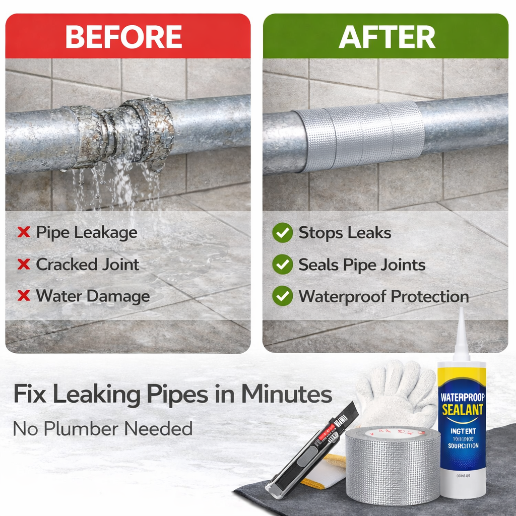 Self-adhesive waterproof membrane for roof leak repair set