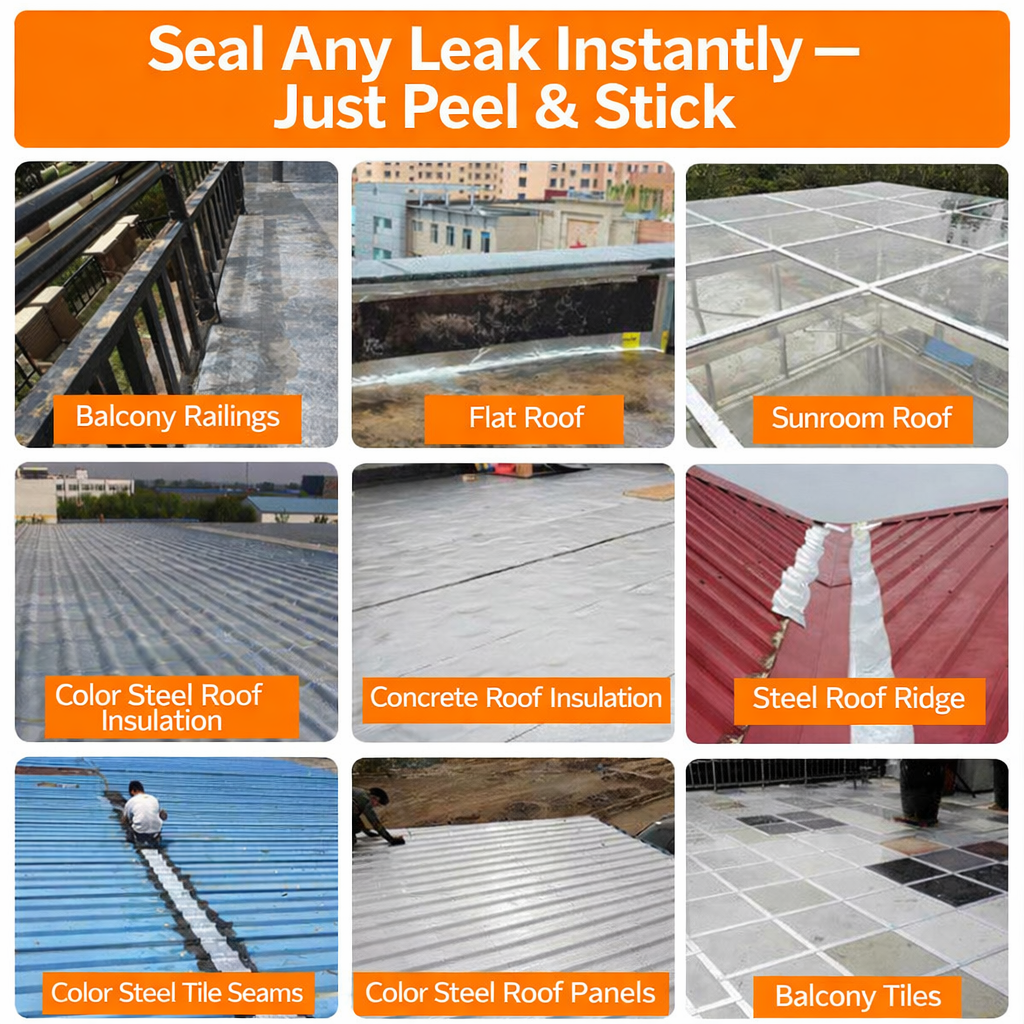 Self-adhesive waterproof membrane for roof leak repair set