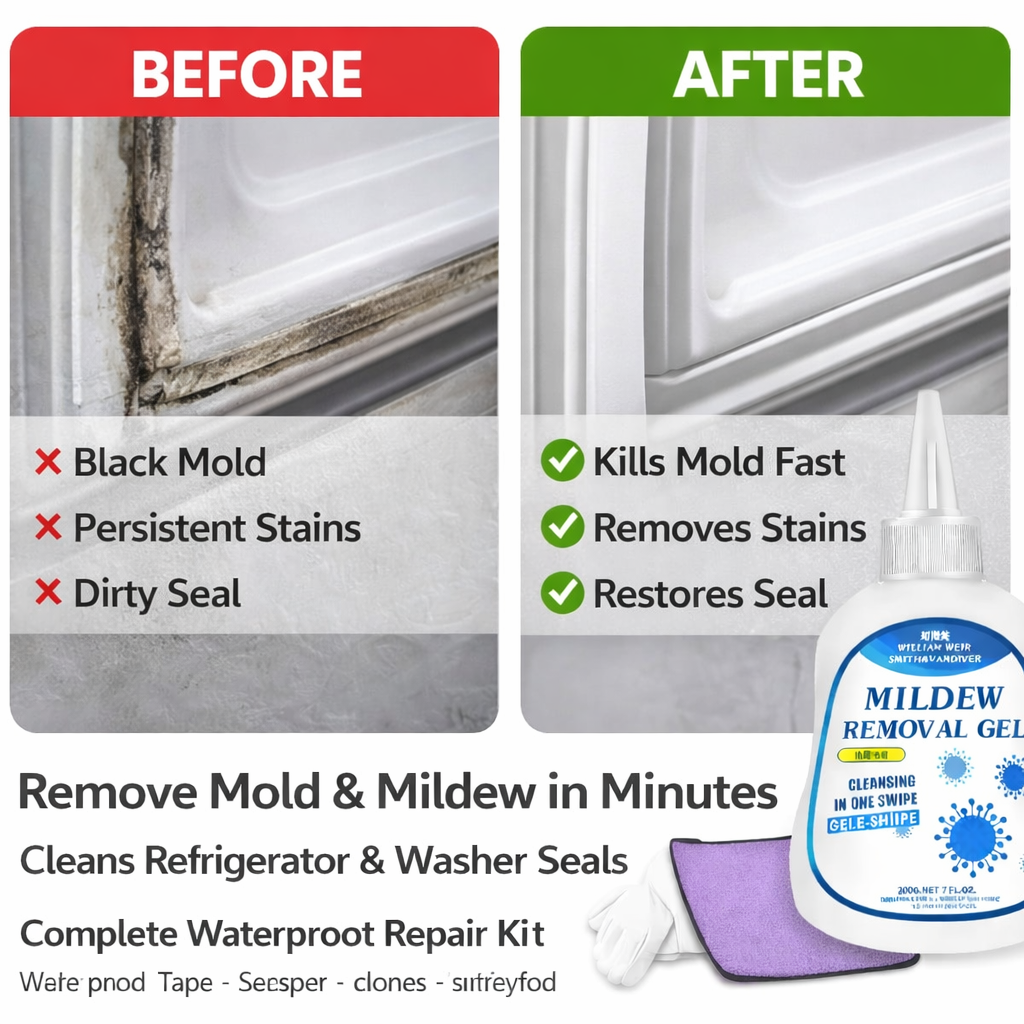 Solution3， 4：Washing Machine and Refrigerator Gasket, Glass Sealant, Wall Mold and Stain Remover Combo Set