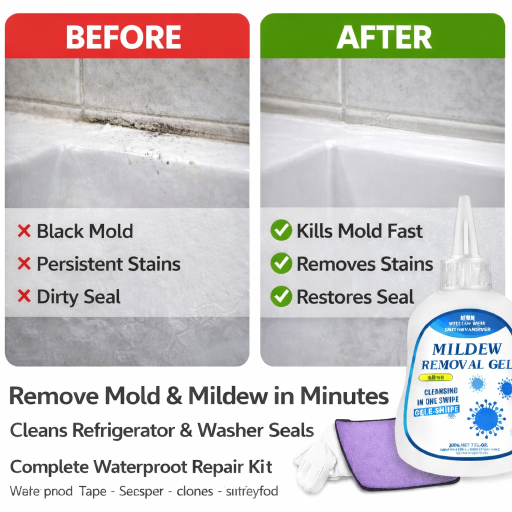 Solution3， 4：Washing Machine and Refrigerator Gasket, Glass Sealant, Wall Mold and Stain Remover Combo Set