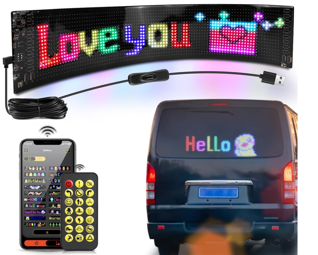 Portable LED car soft-screen sticker – a flexible display screen for use on cars.