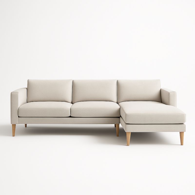 Canapé d'angle en tissu avec pieds en bois 250x150x85 cm