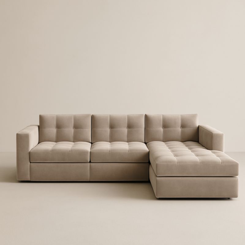 Canapé d'angle en tissu polyester 300x150x80 cm Beige