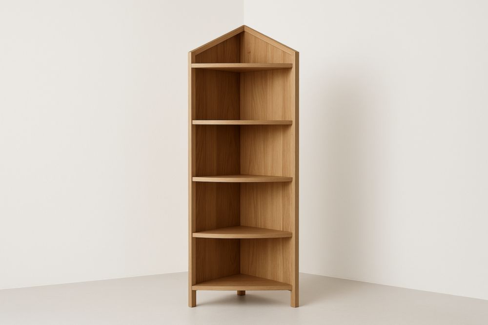 Étagère d'angle en bois massif naturel 5 étagères