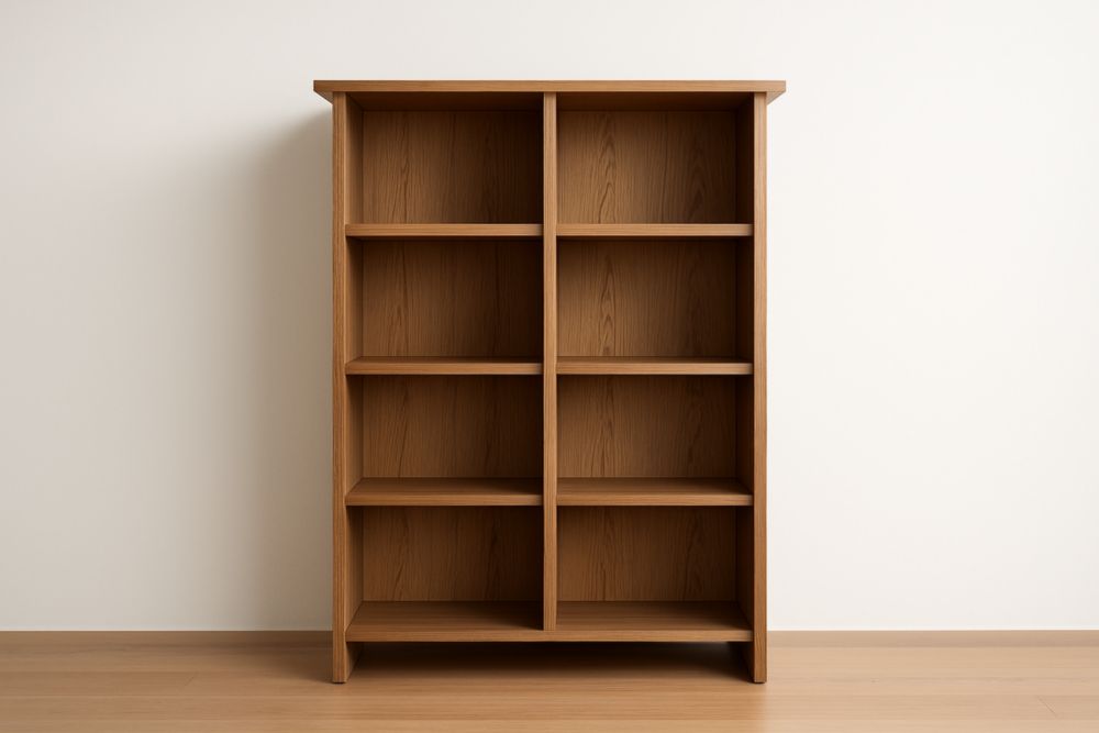 Bibliothèque en bois de chêne rectangle avec 8 étagères