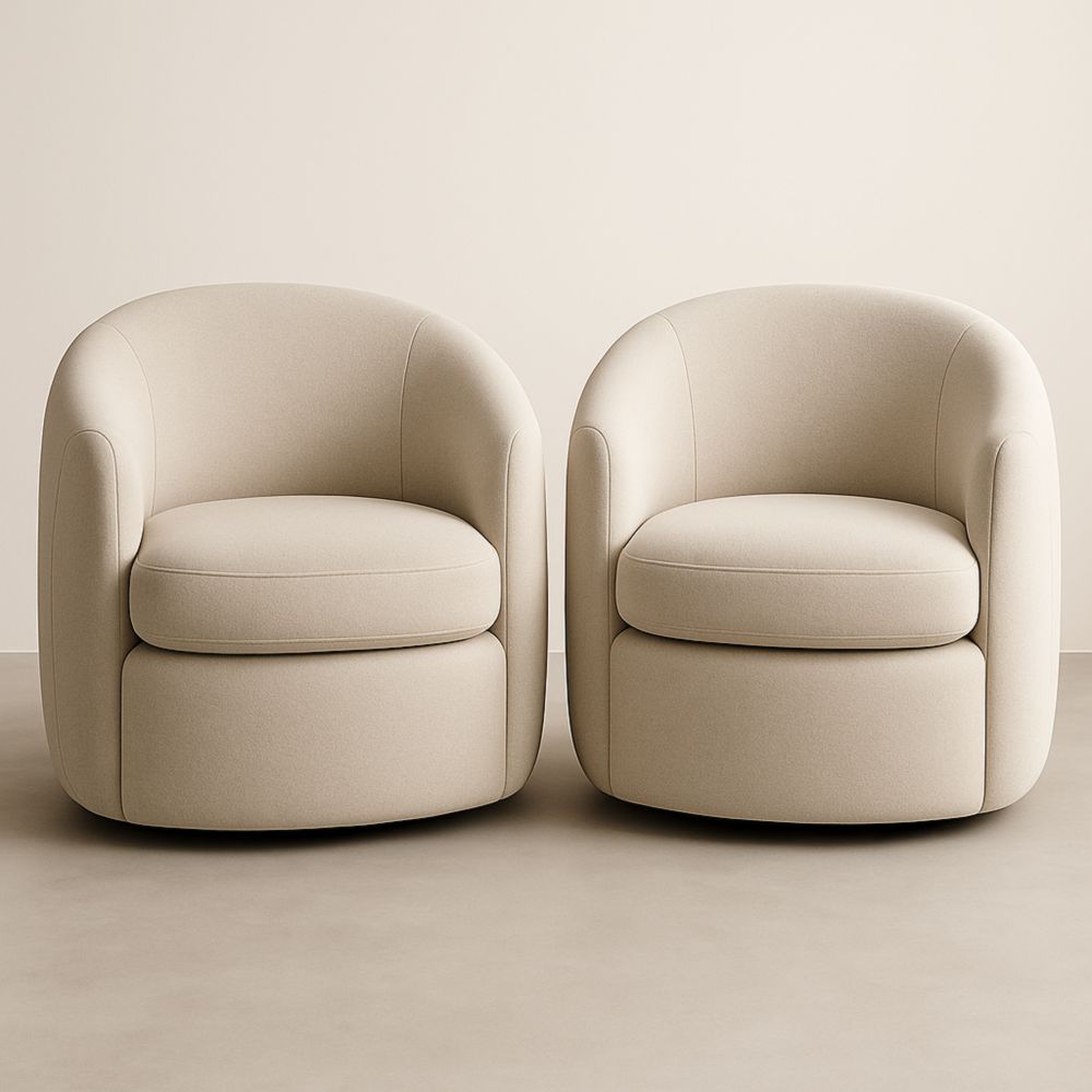 Lot de 2 fauteuils lounge en tissu beige