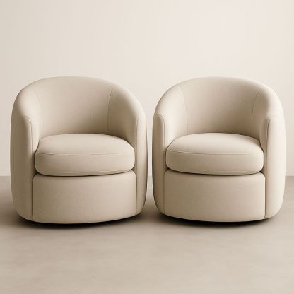Lot de 2 fauteuils lounge en tissu beige