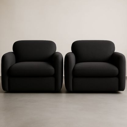 Fauteuils 2 pièces en tissu noir