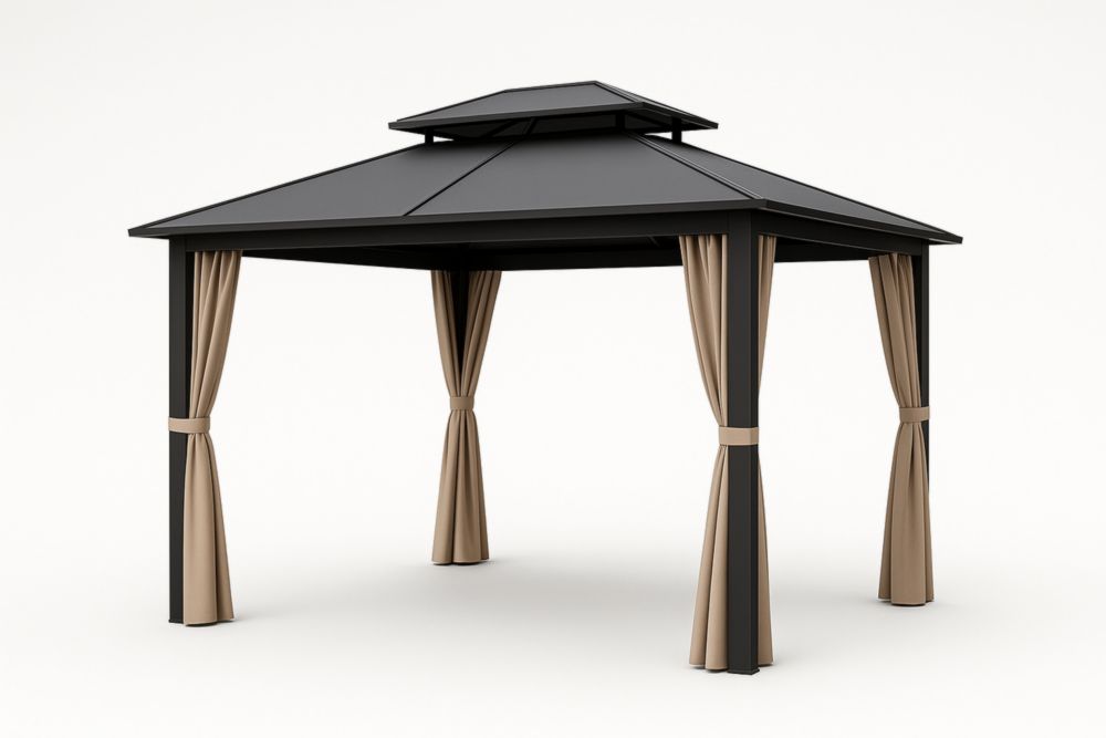 Tente d'extérieur en Aluminium avec Toit en Acier et Rideaux en Polyester