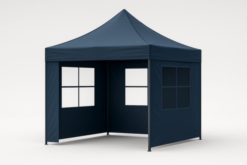 Tente Pliante Tissu Bleu Marine avec Fenêtres