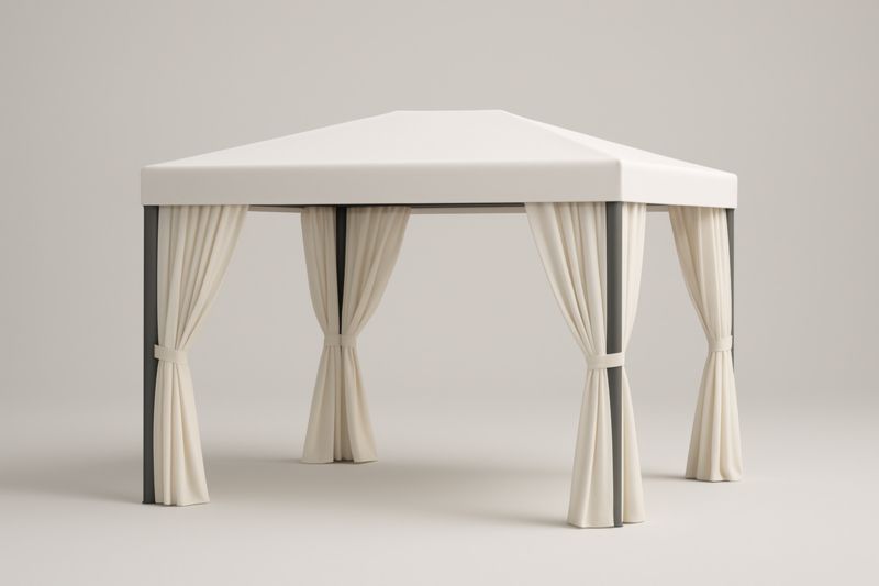 Tonnelle en Aluminium avec Rideaux en Tissu Crème