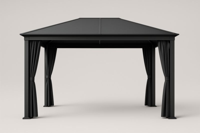 Pavillon de Jardin en Aluminium Anthracite avec Rideaux