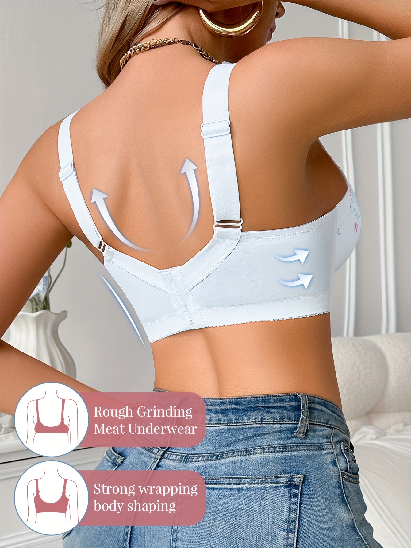 Triumph®👑4 darabos szett - 70% kedvezmény -Újdonság Kényelmes, plus size virágmintás hímzett melltartó [65A-120H]