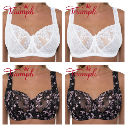 Triumph - 4 részes szett 🔥Triumph Virágmintás Hímzett Csipke Melltartó