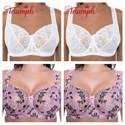 Triumph - 4 részes szett 🔥Triumph Virágmintás Hímzett Csipke Melltartó