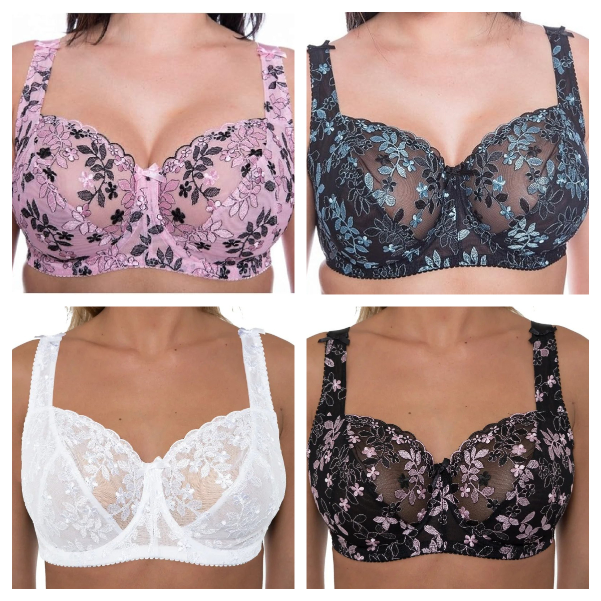 Triumph - 4 részes szett 🔥Triumph Virágmintás Hímzett Csipke Melltartó