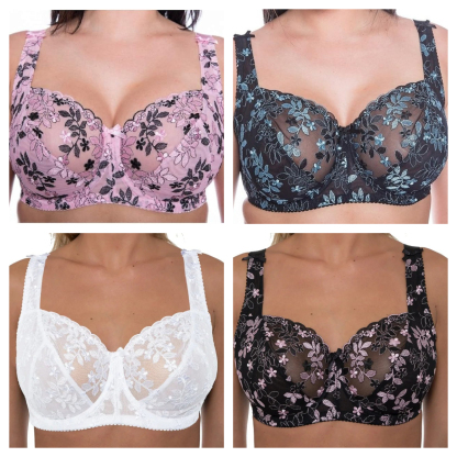 Triumph - 4 részes szett 🔥Triumph Virágmintás Hímzett Csipke Melltartó