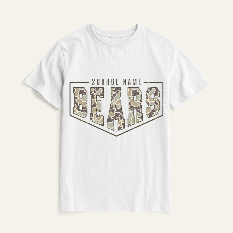 Personalized School Mascot Classic T-Shirt Camouflage Print with Costom Mascot Name and School Name Back to School Gift