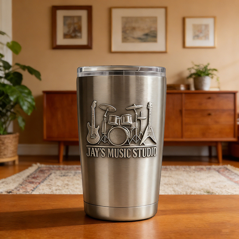 Personalized Rock Band Instrument Stainless Steel Tumbler Custom Name Gift for Guitarist Drummer Bassist Band Members Music Lovers for Performances Birthdays Holiday Parties