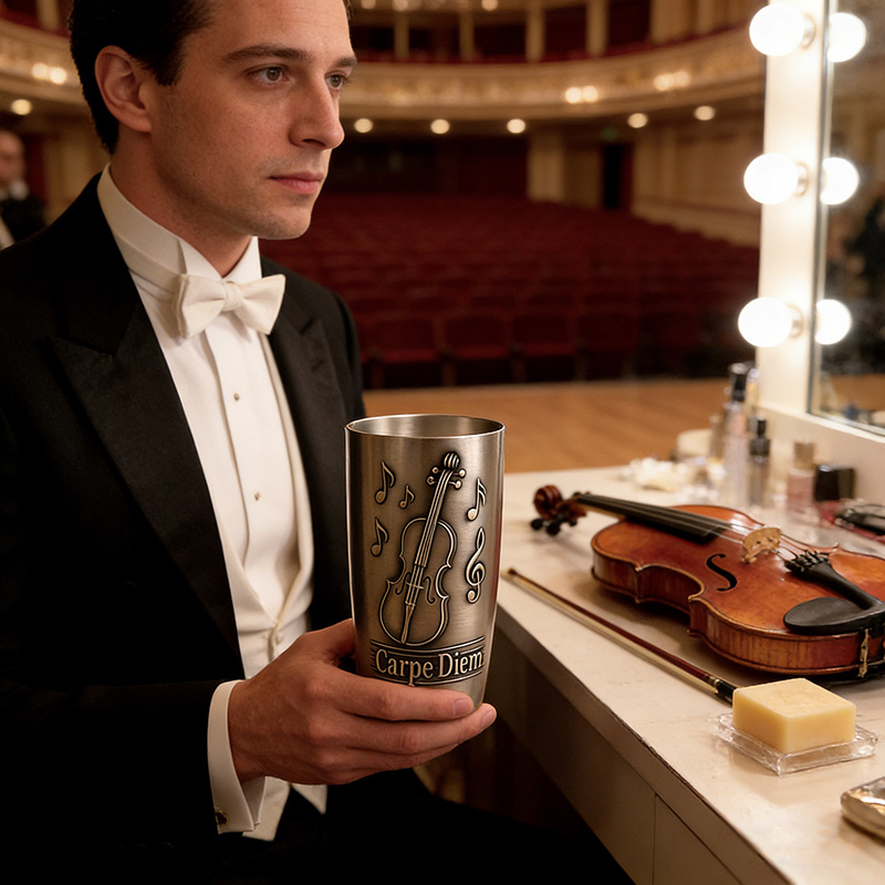 Personalized Violin Music Themed Stainless Steel Tumbler Custom Name Gift for Violinists Band Members Music Studio for Performances Birthdays Holiday Parties