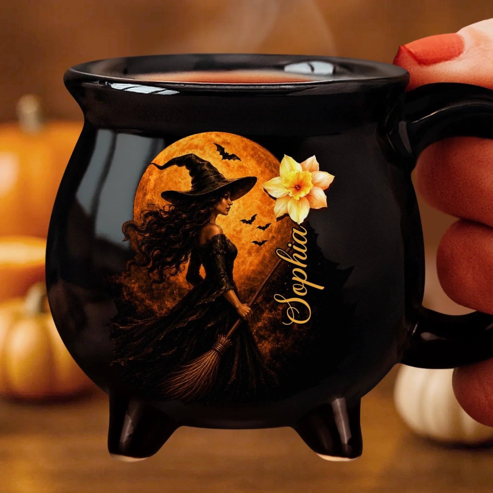 Personalized Halloween Ceramic Cauldron Coffee Mug Witchy Gifts