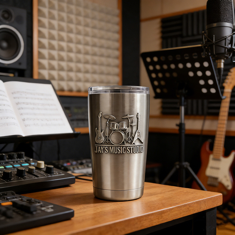 Personalized Rock Band Instrument Stainless Steel Tumbler Custom Name Gift for Guitarist Drummer Bassist Band Members Music Lovers for Performances Birthdays Holiday Parties