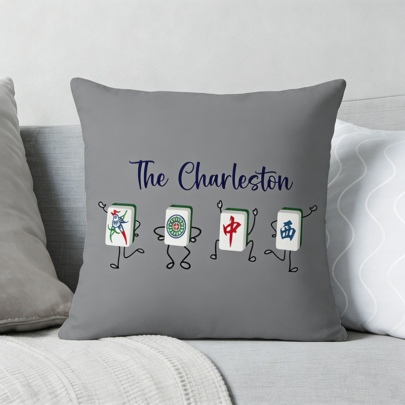Personalized Charleston Mahjong Throw Pillow Dance Throw Pillow Custom Tiles and Text for Mahjong Lovers for Holiday Party Game Night for Family Friends