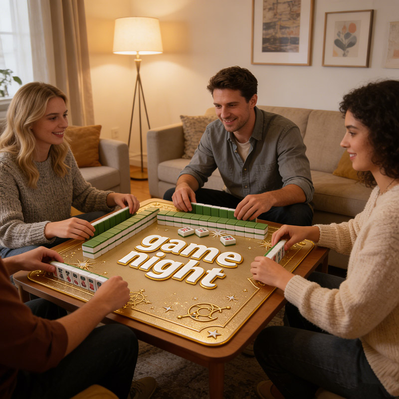 Personalized Star and Moon Magic Mahjong Mat Game Mat Custom Text Gift Neoprene Game Surface Travel Portable Playing for Game Night Holiday