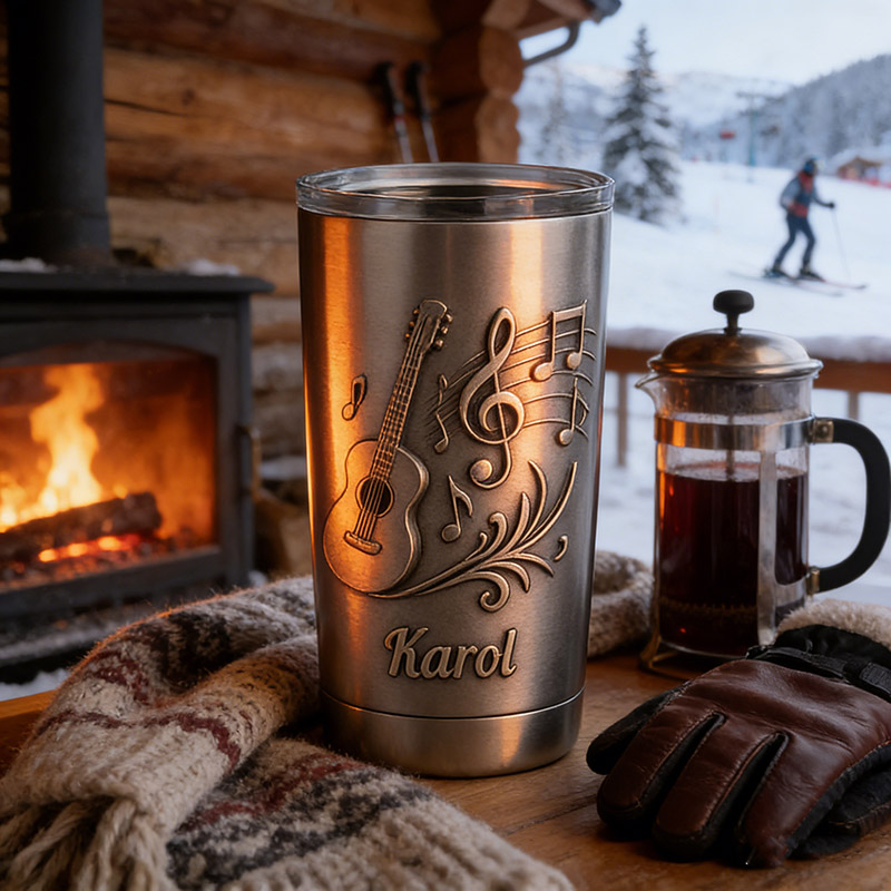 Personalized Guitar Music Stainless Steel Tumbler Custom Name Gift for Guitarists Band Members Music Lovers for Performances Birthdays Holiday Parties