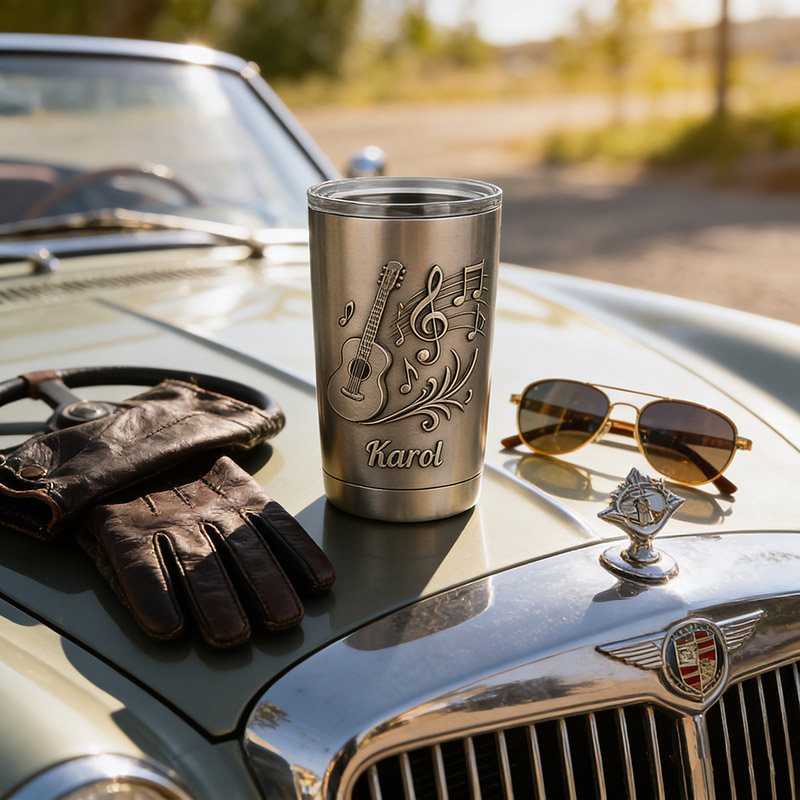 Personalized Guitar Music Stainless Steel Tumbler Custom Name Gift for Guitarists Band Members Music Lovers for Performances Birthdays Holiday Parties