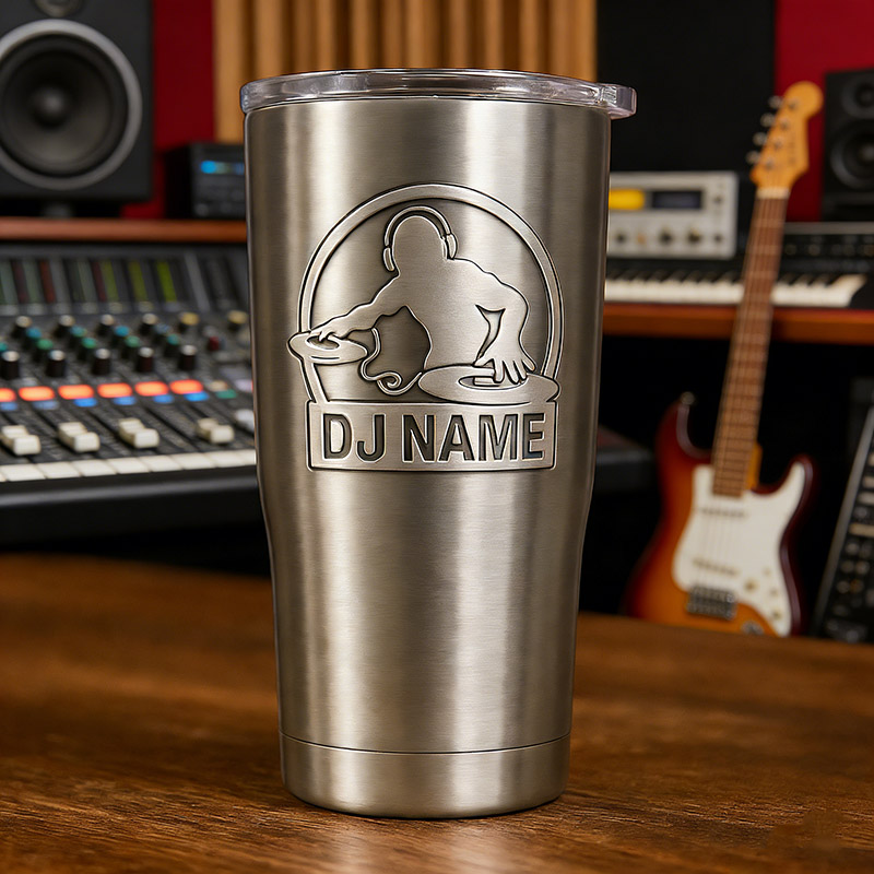 Personalized Music Lover DJ Stainless Steel Tumbler Custom Name Gift for DJ Music Lovers for Performances Birthdays Holiday Parties