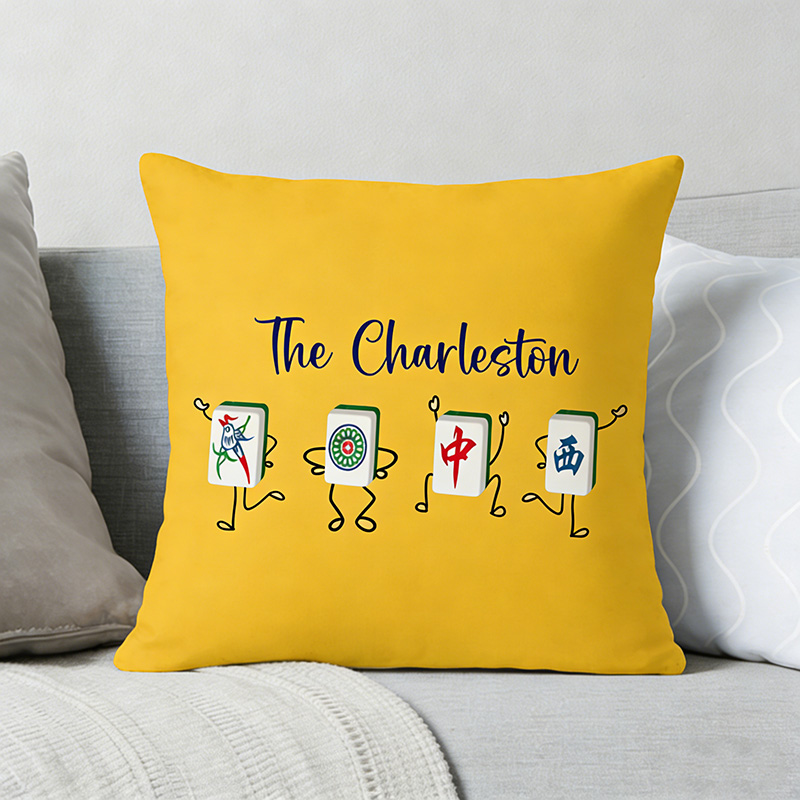 Personalized Charleston Mahjong Throw Pillow Dance Throw Pillow Custom Tiles and Text for Mahjong Lovers for Holiday Party Game Night for Family Friends