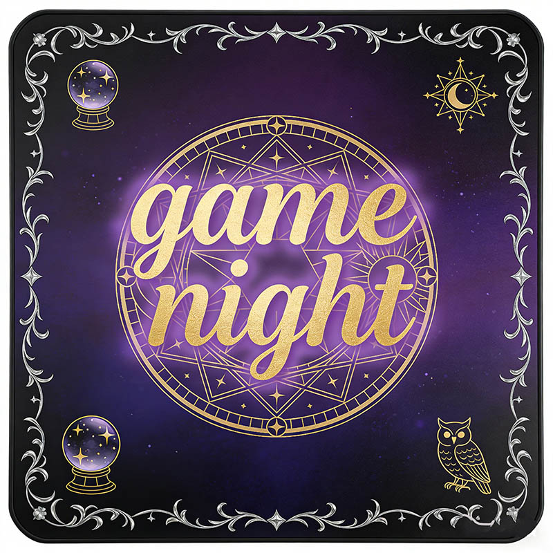 Personalized Magic Game Night Mahjong Mat Game Mat Custom Title Gift Neoprene Game Surface Travel Portable Playing