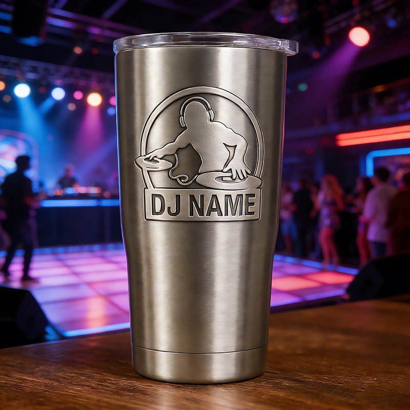 Personalized Music Lover DJ Stainless Steel Tumbler Custom Name Gift for DJ Music Lovers for Performances Birthdays Holiday Parties