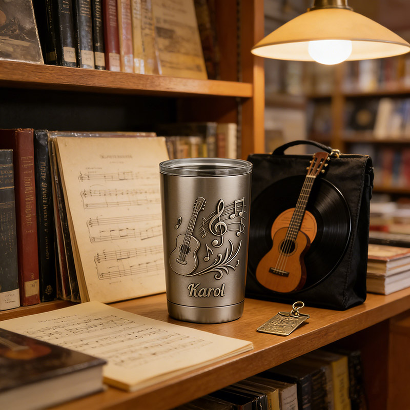 Personalized Guitar Music Stainless Steel Tumbler Custom Name Gift for Guitarists Band Members Music Lovers for Performances Birthdays Holiday Parties