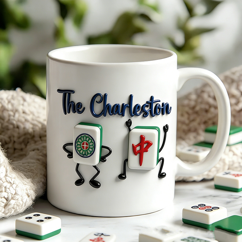 Personalized Charleston Mahjong Mug Dance Mug Custom Tiles and Text for Mahjong Lovers for Holiday Party Game Night for Family Friends
